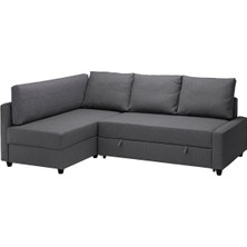 Bazalı Yataklı Köşe Kanepe, Skiftebo Koyu Gri, Ekstra Yatak Pedli