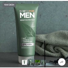 North For Men Sensitive Protect 2'si 1 Arada Tıraş & Temizleyici Jel