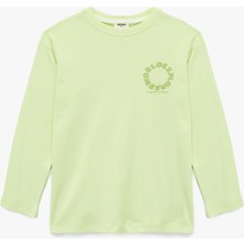 Pamuklu Baskılı Uzun Kollu Bisiklet Yaka Oversize Sweatshirt