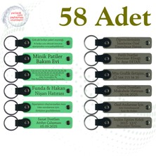 Fıstık Yeşili & Kül Gri, Basketbol Takımına Motivasyon Sürprizi, 58’li Set, Isimli Deri Anahtarlık