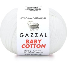 Gazzal Baby Cotton El Örgü Ipliği 50GR 3432 Beyaz  - 1 Adet
