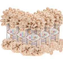 Alize Puffy El Örgü İpliği 310 Bal Köpüğü Renkli Yumuşak Malzeme Özellikleri - 5 Adet
