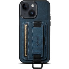 Teleplus iPhone 15 Kılıf Kartlıklı El Standlı Pu Deri H13 Kapak