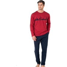 Pierre Cardin 6104 Erkek Bordo Uzun Kollu Bisiklet Yaka Pijama Takımı