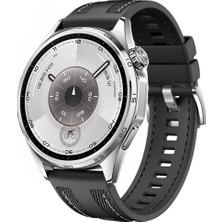 Sneezy Huawei Watch Gt6 46MM ile Uyumlu Metal Tokalı Dikiş Detaylı Şık Dokuma Silikon Kordon