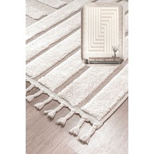 Mılan Krem Bej Yumuşak Bukleli ve Havlı Iskandinav Makine Dokuma Halı