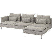 3'lü Kanepe ve Uzanma Koltuğu, Viarp Bej-Kahverengi, Tek Kolçaklı