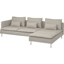 3'lü Kanepe ve Uzanma Koltuğu, Fridtuna Açık Bej, Tek Kolçaklı