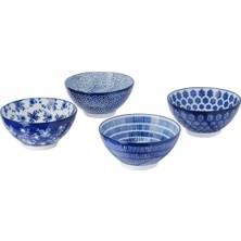 Kase Seti, Mavi-Beyaz, 12 Cm, 4 Adet