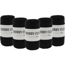 Hobby Club 4 No Simli Polyester Makrome Ip 200GR 3mm 270 Siyah  - 5 Adet