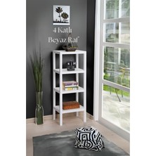 4 Katlı Beyaz Raf Kitaplık & Banyo Düzenleyicisi 100 cm