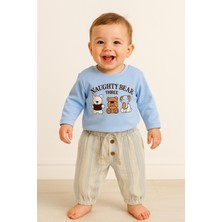 Pietra Baby Kids Ayıcık Baskılı %100 Pamuk Müslin Kumaş Bebek ve Çocuk Erkek Ikili Takım