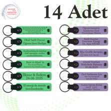 F Yeşili & M Menekşe, Söz Töreni Misafirlerine Özel Anı, 14’lü Set, Kişisel Deri Anahtarlık