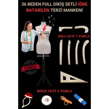 36 Beden Full Iğne Batabilen Dikiş Setli ve Riga Setli Terzi Mankeni Siyah Takım