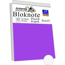 Telli Masaüstü Not Defteri Kareli A5 Orta Boy 1 Adet Masa Üstü Plastik Kapaklı Spiralli Bloknot Blocknote 80 Yaprak Büro