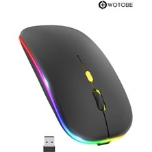 Rgb Ledli Şarj Edilebilir Sessiz Tıklamalı Ergonomik Çift Modlu Kablosuz Bluetooth Mouse