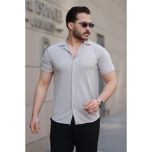Erkek Kısa Kollu Örme Kumaş Pamuklu Gömlek