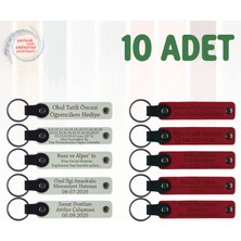 Beyaz & Kırmızı, Söz Töreni Misafirlerine Anlamlı Anı, 10’lu Set, Tarih ve Isimli Deri Anahtarlık