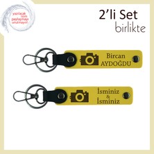 Objektifin Içinde Bir Sevgi, Kamera Desenli, Isme Yazılabilir Anahtarlık Seti, Sarı-Sarı