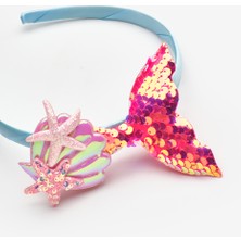 Le Mabelle Turuncu  Payetli Deniz Kızı Figürlü Kız Çocuk Taç