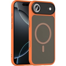 iPhone 17 Air Kılıf Mat Arka Yüzey Wireless Şarj Özellikli Zore Flet M-Safe Kapak - Turuncu