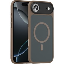 iPhone 17 Air Kılıf Mat Arka Yüzey Wireless Şarj Özellikli Zore Flet M-Safe Kapak - Desert Titanyum