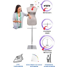 Sünger Iğne Batabilen Paslanmaz Ayaklı 38 Beden Beyaz Kumaşlı Terzi Mankeni Prova Mankeni Po-01
