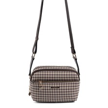 Silver & Polo Silver Polo Kahve Sarı - Kahve Ekose Line Kare Kadın Çapraz Çanta SP1162