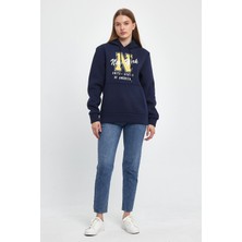 Kadın Kapşonlu Rahat Kalıp Içi Polarlı 3 Iplik N Baskılı Sweatshırt SPR24SWK06