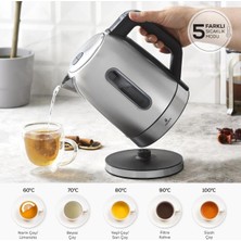 5 Kademeli Sıcaklık Ayarlı LED Işıklı Inox Su Isıtıcı 2200W Bordo