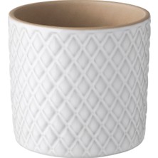 Seramik Saksı, Beyaz, 9 cm