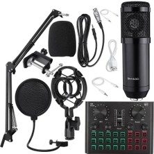 BM600 Filtreli Condenser Mikrofon V8 Plus Ses Kartı ve Standlı Set