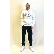 Erkek Kapşonlu Rahat Kalıp Içi Polarlı 3 Iplik El Yazılı Brooklyn Baskılı Sweatshırt SPR24SW16