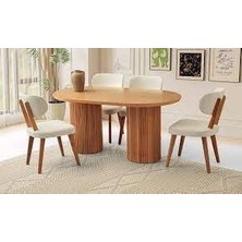 Mobilgen Naturel 4 Adet Masal Sandalye 160 x 90 Orkide Masa Takımı