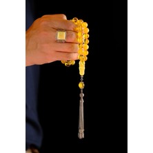 Elit Tasarım Rus Damla Kehribar Gümüş Püskül Tesbih (Amber), (مسبحة قطرة كهريبار)