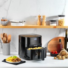 Dijital Hava Fritözü, Büyük Kapasiteli, Sağlıklı ve Pratik Kullanım Siyah