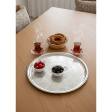 Yemek Sunum Tepsisi Paslanmaz  37 cm Çay Kahve Tepsisi Çelik Sini Geleneksel No:40