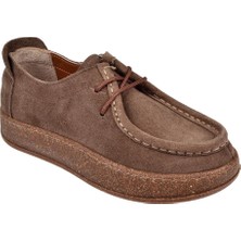 Castle Black Hakiki Deri Günlük Kadın Ayakkabı CB-24610   Vizon Süet