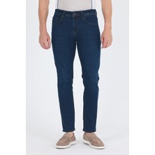 Lacivert Gabardin 5 Cep Düz Paça Casual Slim Fit Pamuklu Denim Pantolon 1023250153