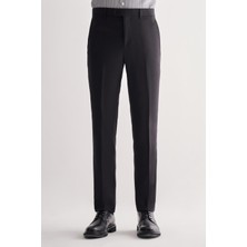 Siyah Yan Cep Açık Paça Kendinden Desenli Slim Fit Esnek Pantolon 1003255151
