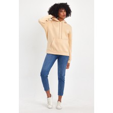 Kadın Kapşonlu Rahat Kalıp Içi Polarlı 3 Iplik Sweatshırt SPR24SWK55