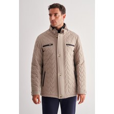 Koyu Bej Dik Yaka Casual Slim Fit Kapitone Esnek Mont 1007255126