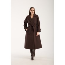 Bolivente Acı Kahve Oversize Astarlı Trençkot