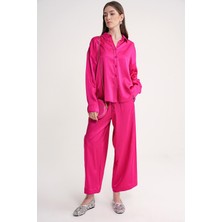 Fuşya Beli Lastikli Bol Kesim Pantolon 41646