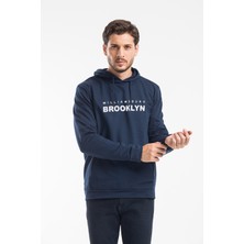 Erkek Kapşonlu Rahat Kalıp Ince Wıllamsburg Brooklyn Baskılı Swetashırt SPR24SW123