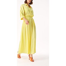 Sarı Beli Lastikli Etek ve Gömlek Takım 12329