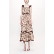 Bej Askılı Dantelli Elbise 93799