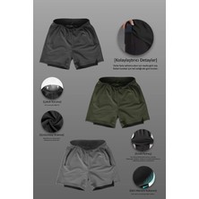 NTB Nature The Brand Unisex Gym ve Fitness 3 Lü Paket Astarlı Taytlı Şort Gizli Cep Detaylı