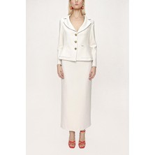 Beyaz Uzun Etek ve Blazer Ceketli Ikili Takım 12281