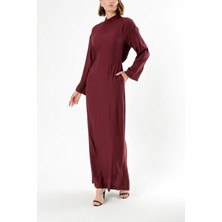 Bordo Fermuar Detaylı Elbise 93482